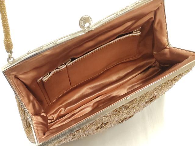 平和屋着物▼和装小物　和装バッグ　ハンドバッグ　ビーズバッグ　花柄　逸品　AABJ1161ay