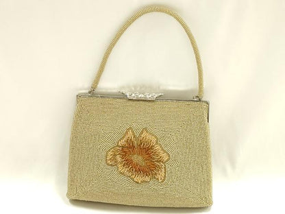 平和屋着物▼和装小物　和装バッグ　ハンドバッグ　ビーズバッグ　花柄　逸品　AABJ1165ay