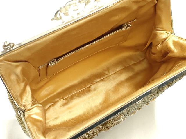 平和屋着物▼和装小物　和装バッグ　ハンドバッグ　ビーズバッグ　花柄　逸品　AABJ1165ay