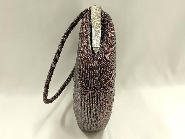 平和屋着物▼和装小物　和装バッグ　ハンドバッグ　ビーズバッグ　花柄　逸品　AABJ1166ay