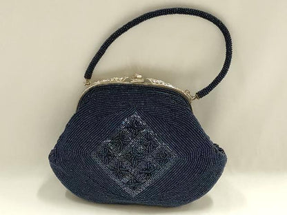 平和屋着物▼和装小物　和装バッグ　ハンドバッグ　ビーズバッグ　斜め格子　逸品　AABJ1170ay