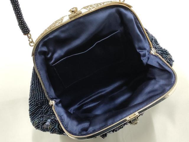 平和屋着物▼和装小物　和装バッグ　ハンドバッグ　ビーズバッグ　斜め格子　逸品　AABJ1170ay