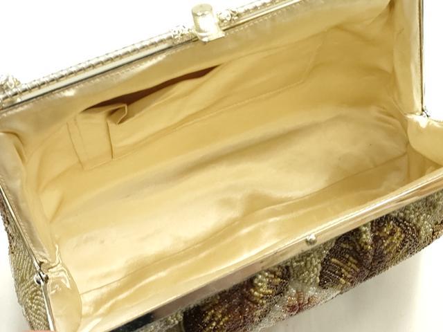 平和屋着物▼和装小物　和装バッグ　ハンドバッグ　ビーズバッグ　葉尽くし　逸品　AABJ1171ay