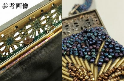 平和屋着物▼和装小物　和装バッグ　ハンドバッグ　ビーズバッグ　花柄　逸品　AABJ1180ay