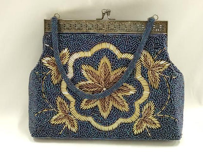 平和屋着物▼和装小物　和装バッグ　ハンドバッグ　ビーズバッグ　花柄　逸品　AABJ1180ay