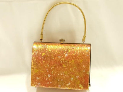 平和屋着物▼和装小物　和装バッグ　ハンドバッグ　螺鈿　箔散らし　金彩　逸品　AABJ1183ay