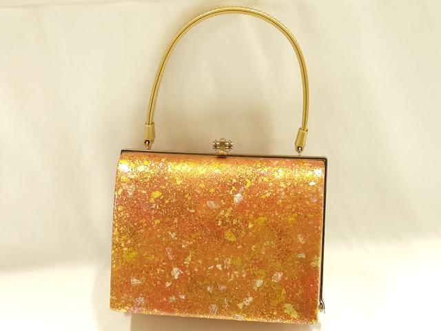 平和屋着物▼和装小物　和装バッグ　ハンドバッグ　螺鈿　箔散らし　金彩　逸品　AABJ1183ay