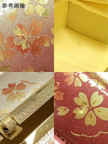 平和屋着物▼和装小物　和装バッグ　ハンドバッグ　雪輪花文　桜　金彩　逸品　AABJ1184ay