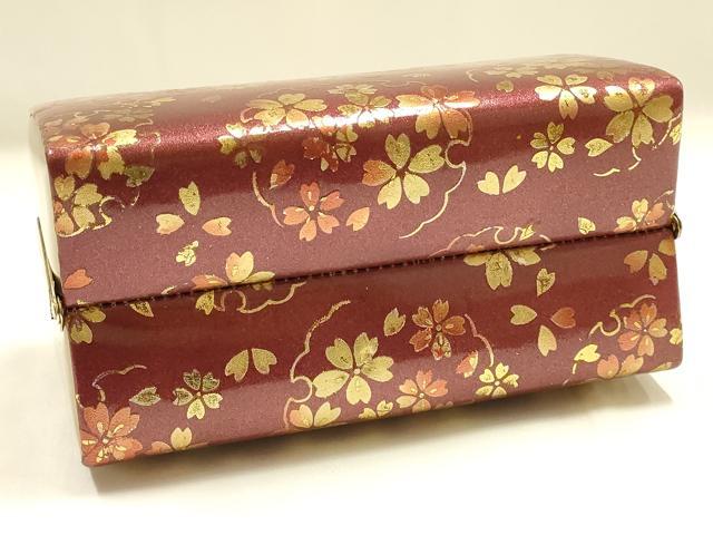 平和屋着物▼和装小物　和装バッグ　ハンドバッグ　雪輪花文　桜　金彩　逸品　AABJ1184ay