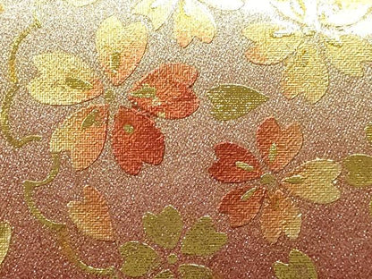 平和屋着物▼和装小物　和装バッグ　ハンドバッグ　雪輪花文　桜　金彩　逸品　AABJ1184ay