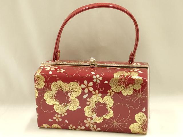 平和屋着物▼和装小物　和装バッグ　ハンドバッグ　舞花文　桜　金彩　逸品　AABJ1187ay