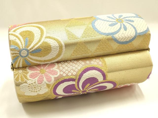 平和屋着物▼和装小物　和装バッグ　ハンドバッグ　舞花文　菊　捻花　金糸　帯地使用　逸品　AABJ1188ay