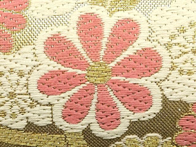平和屋着物▼和装小物　和装バッグ　ハンドバッグ　舞花文　菊　捻花　金糸　帯地使用　逸品　AABJ1188ay