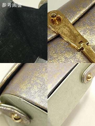 平和屋着物▼和装小物　和装バッグ　ハンドバッグ　金彩　皮製品　逸品　未使用　AABJ1189ay