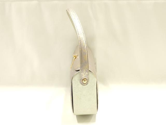平和屋着物▼和装小物　和装バッグ　ハンドバッグ　金彩　皮製品　逸品　未使用　AABJ1189ay