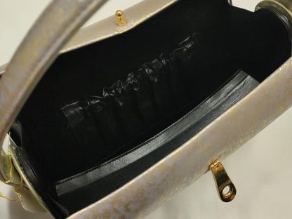 平和屋着物▼和装小物　和装バッグ　ハンドバッグ　金彩　皮製品　逸品　未使用　AABJ1189ay