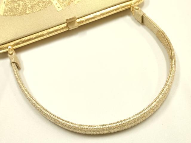 平和屋着物▼和装小物　和装バッグ　九百佐賀錦　ハンドバッグ　吉祥文　扇子　金糸　帯地使用　逸品　AABJ1191ay