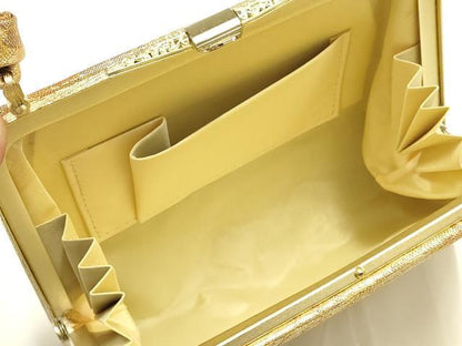 平和屋着物▼和装小物　和装バッグ　佐賀錦　ハンドバッグ　流水花文　金糸　帯地使用　逸品　AABJ1192ay