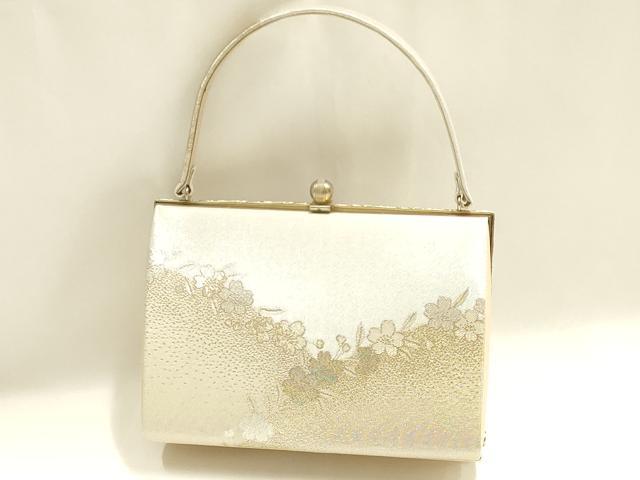平和屋着物▼和装小物　和装バッグ　佐賀錦　ハンドバッグ　花柄　金糸　逸品　AABJ1194ay