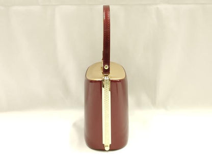 平和屋着物▼和装小物　和装バッグ　ハンドバッグ　エナメル　赤×金　逸品　AABJ1198ay