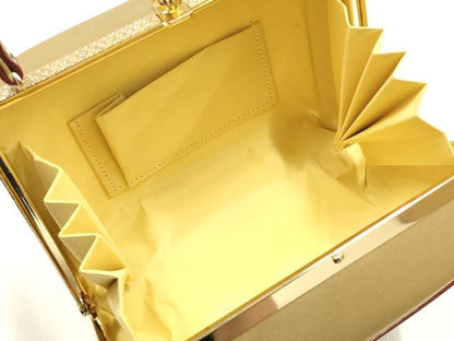 平和屋着物▼和装小物　和装バッグ　ハンドバッグ　エナメル　赤×金　逸品　AABJ1198ay