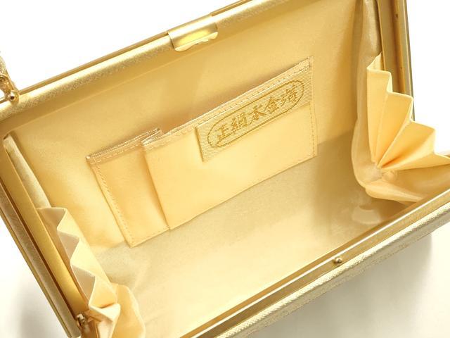 平和屋着物▼和装小物　和装バッグ　佐賀錦　ハンドバッグ　流水花文　本金箔　逸品　AABJ1199ay