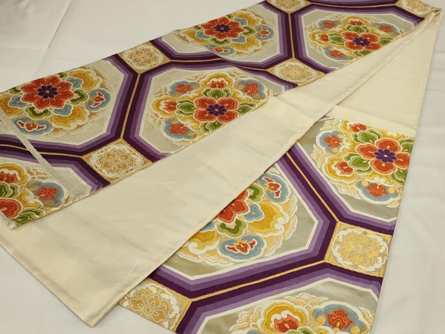 平和屋着物◎六通柄袋帯 唐織 正倉院蜀甲華文 金糸 正絹 逸品 AABJ1201ou
