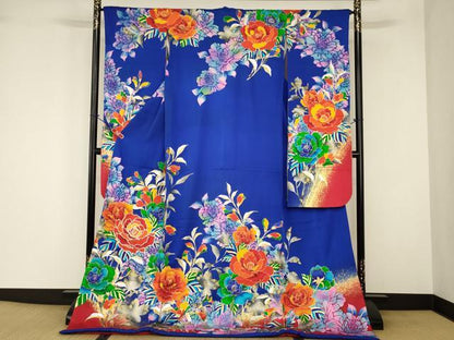平和屋本店●お引きずり・お引き摺り・引き振袖　和装　結婚式　舞妓　芸妓　芸者　衣装　駒刺繍　草花文　金銀彩　AABJ1213ou