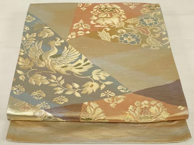 平和屋着物◎六通柄袋帯　花鳥文　金銀糸　正絹　逸品　AABJ1220ou