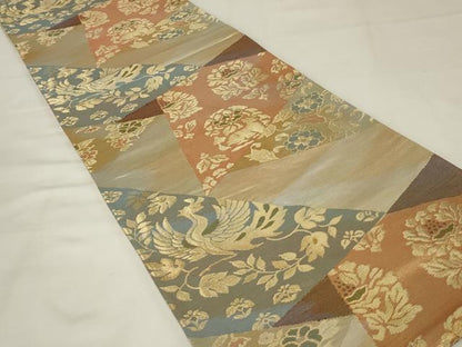 平和屋着物◎六通柄袋帯　花鳥文　金銀糸　正絹　逸品　AABJ1220ou