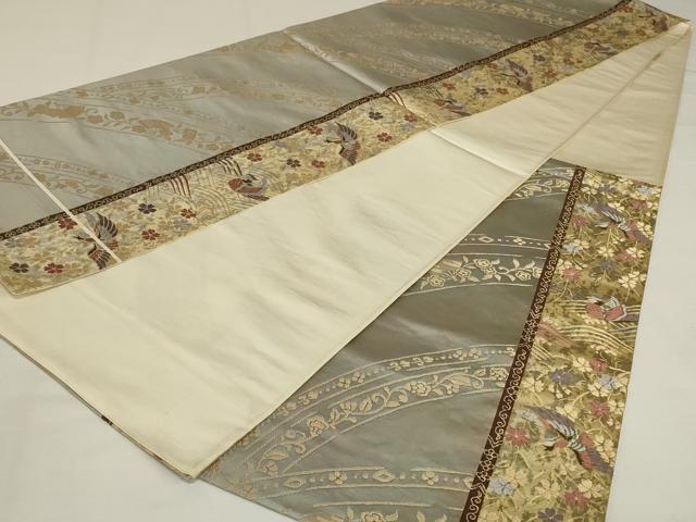 平和屋着物◎六通柄袋帯　唐織　鴛鴦花文　金糸　正絹　逸品　AABJ1222ou