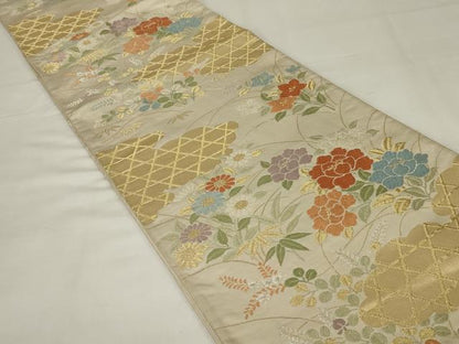平和屋着物◎六通柄袋帯　唐織　花籬文　金糸　正絹　逸品　AABJ1226ou
