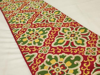 平和屋着物◎六通柄　本袋帯　唐織　花唐草文　正絹　逸品　未使用　AABJ1229ou