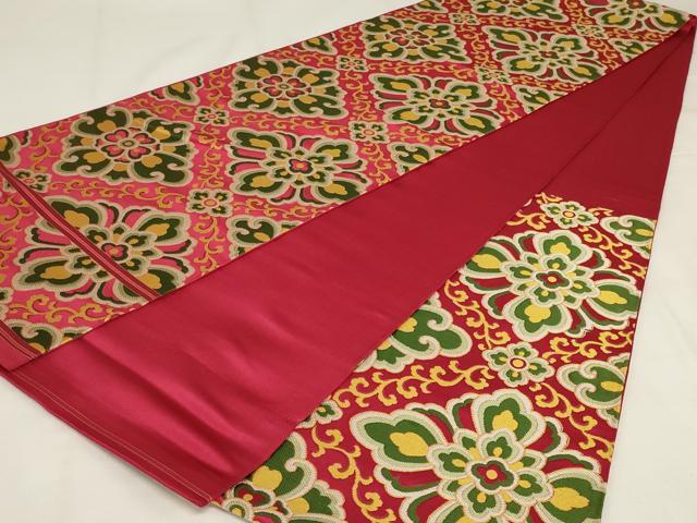 平和屋着物◎六通柄　本袋帯　唐織　花唐草文　正絹　逸品　未使用　AABJ1229ou