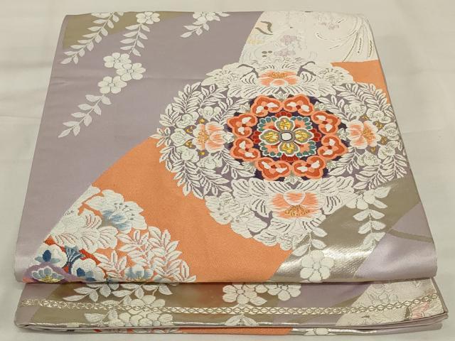 平和屋着物◎西陣　とみや織物謹製　とみや帯　六通柄袋帯　唐織　鳳凰花文　銀糸　正絹　逸品　AABJ1230ou
