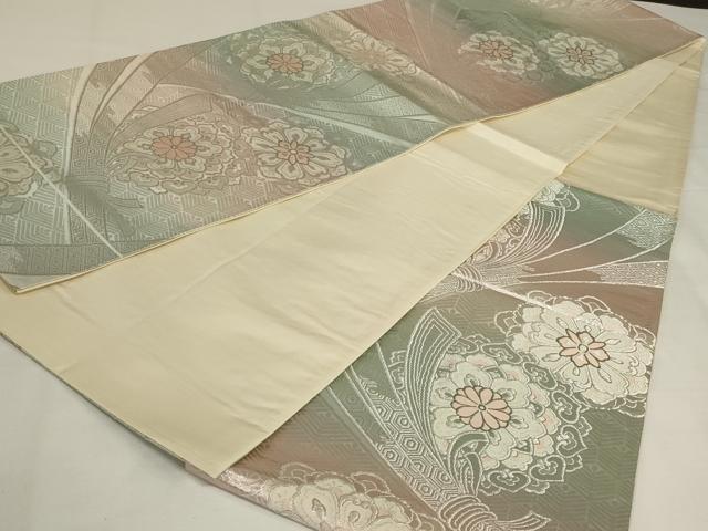 平和屋着物◎六通柄袋帯　束ね熨斗花文　銀糸　正絹　逸品　AABJ1233ou