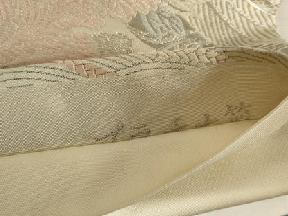 平和屋着物◎六通柄袋帯　唐織　孔雀花文　プラチナ箔　正絹　逸品　AABJ1234ou