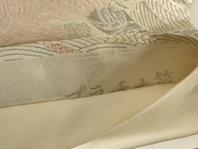 平和屋着物◎六通柄袋帯　唐織　孔雀花文　プラチナ箔　正絹　逸品　AABJ1234ou