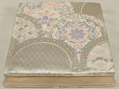 平和屋着物◎西陣　六通柄袋帯　唐織　九百錦　花青海波　銀糸　正絹　逸品　未使用　AABJ1235ou