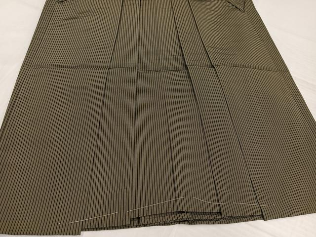 平和屋着物●男性　本場神代平　行灯袴　縞　反端付き　正絹　逸品　未使用　AABJ1247ph