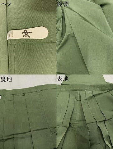 平和屋着物●男性　馬乗り袴　色無地　柳茶色　正絹　逸品　AABJ1248ph