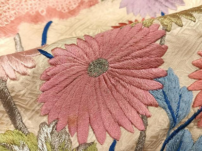 平和屋着物●豪華振袖　刺繍　草花文　金糸　正絹　逸品　AABJ1255ph