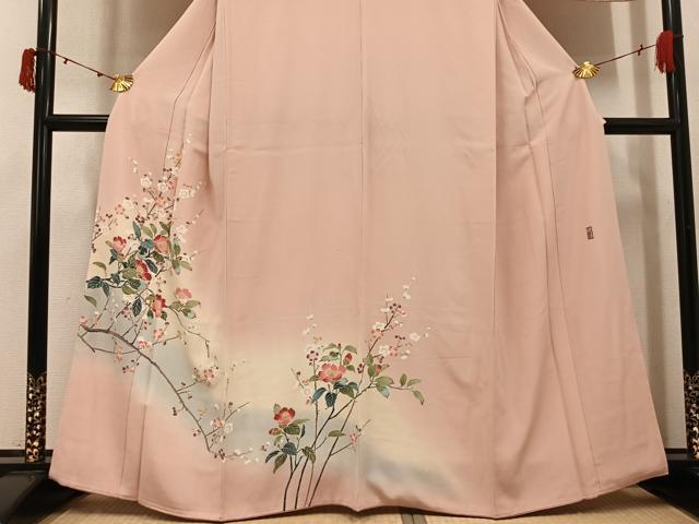 平和屋着物●訪問着　友禅　作家物　枝花文　暈し染め　正絹　逸品　AABJ1258ph