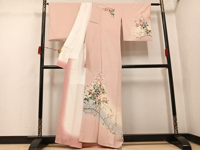 平和屋着物●訪問着　友禅　作家物　枝花文　暈し染め　正絹　逸品　AABJ1258ph