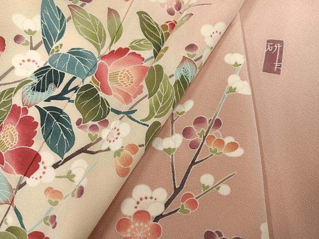 平和屋着物●訪問着　友禅　作家物　枝花文　暈し染め　正絹　逸品　AABJ1258ph