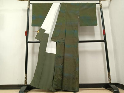 平和屋着物●絲藝苑　上島洋山　紬　霞文　正絹　逸品　AABJ1259ph