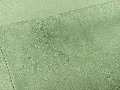 平和屋着物●上質な色無地　樹林地紋　裏葉柳色　正絹　逸品　AABJ1261ph