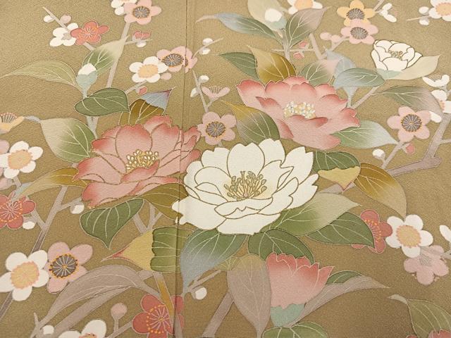 平和屋着物●訪問着　友禅　草花文　金彩　正絹　逸品　AABJ1263ph