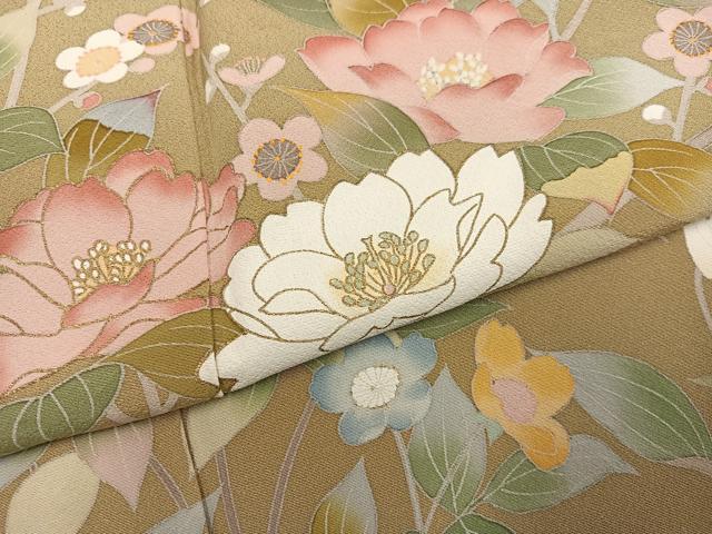平和屋着物●訪問着　友禅　草花文　金彩　正絹　逸品　AABJ1263ph