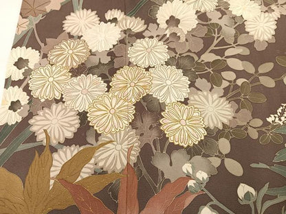 平和屋着物●訪問着　刺繍　草花文　金彩　正絹　逸品　AABJ1265ph